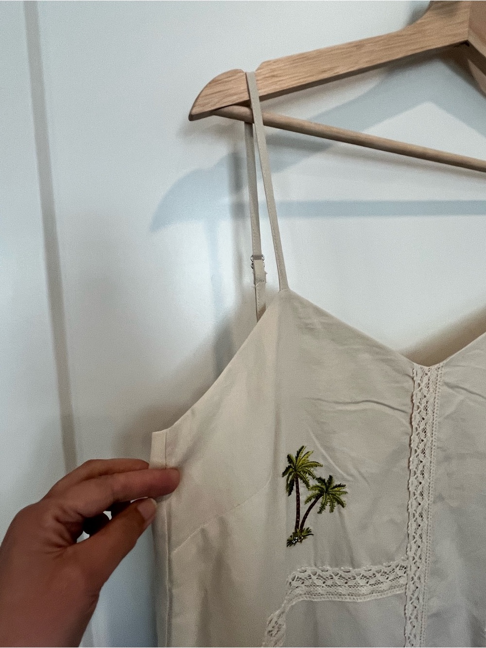 NWT cream color embroidered cotton tropical lace resort beachy summer dress Sz M - Picture 8 of 15